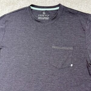 Free Fly Shirt Mens XL Gray Bamboo Pocket Crew Neck Soft Stretch Tee Casual